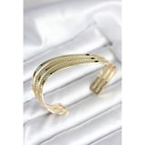 Stil Love Eğik Şerit Model Gold Renk Pirinç Kadın Bileklik