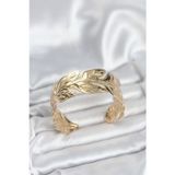 Stil Love Gold Renk Pirinç Levha Yaprak Model Kadın Bileklik