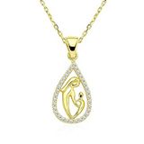 Stil Love Gümüş Gold Damla Anne Çocuk Kolyesi