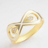 Stil Love Gümüş Gold Zirkon Taşlı Sonsuzluk Kadın Yüzük SL6186