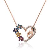 Stil Love Gümüş Kalpli Anne Çocuk Bayan Kolye