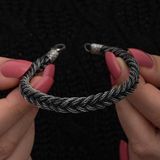Stil Love Gümüş Kazaziye Örgü Bileklik SL7133