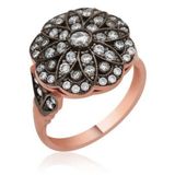 Stil Love Gümüş Rose Elmas Montür Çiçek Bayan Yüzük SL2703