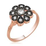 Stil Love Gümüş Rose Elmas Montür Çiçek Bayan Yüzük SL2705