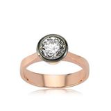 Stil Love Gümüş Rose Elmas Montür Tek Taş Bayan Yüzük SL2671