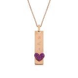 Stil Love Gümüş Rose Kalpli Plaka Kolye