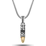 Stil Love Gümüş Siyah Zirkon Taşlı Mermi Erkek Kolye SL12605