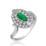 Stil Love Gümüş Yeşil Mekik Bayan Yüzük SL4368