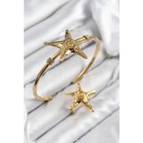 Stil Love Pirinç Deniz Yıldızı Model Gold Renk Bileklik Yüzük Set