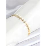 Stil Love Pirinç Gold Renk Balık Sırtı Model Zirkon Taşlı Kadın Bileklik