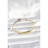 Stil Love Pirinç Gold Renk Kalpli Model Kadın Kelepçe Bileklik