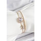 Stil Love Pirinç Gold Renk Kalpli Zirkon Taşlı Kadın Bileklik SL12290