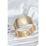 Stil Love Pirinç Gold Renk Levha Model Kadın Bileklik