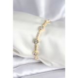 Stil Love Pirinç Gold Renk Zirkon Taşlı Kalpli Model Kadın Bileklik