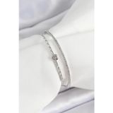 Stil Love Pirinç Gümüş Renk Zirkon Taşlı Kalp Detaylı Kadın Bileklik SL12291