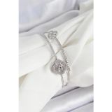 Stil Love Pirinç Gümüş Renk Zirkon Taşlı Yonca Model 2'li Kadın Bileklik SL12292