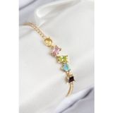 Stil Love Pirinç Renkli Zirkon Taşlı Geometrik Model Gold Renk Kadın Bileklik