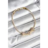 Stil Love Pirinç Sıralı Pembe Kalp Figürlü Zirkon Taşlı Gold Renk Kadın Bileklik SL11927