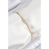 Stil Love Pirinç Zirkon Taşlı Dikdörtgen Model Ezme Zincir Gold Renk Kadın Bileklik