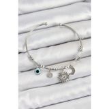 Stil Love Pirinç Zirkon Taşlı Güneş Ay Ve Nazar Model Gümüş Renk Charm Bileklik