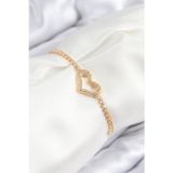 Stil Love Pirinç Zirkon Taşlı Kalp Model Gold Renk Asansörlü Kadın Bileklik