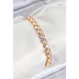 Stil Love Pirinç Zirkon Taşlı Kare Model Gold Renk Asansörlü Kadın Bileklik