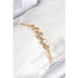 Stil Love Pirinç Zirkon Taşlı Sıralı Daire Model Gold Renk Asansörlü Kadın Bileklik