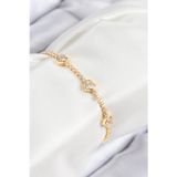 Stil Love Pirinç Zirkon Taşlı Sıralı Kalp Model Gold Renk Kadın Bileklik