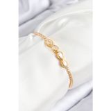 Stil Love Pirinç Zirkon Taşlı Sonsuzluk Model Gold Renk Asansörlü Kadın Bileklik
