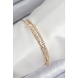 Stil Love Pirinç Zirkon Taşlı Su Yolu Model Gold Renk Kadın Bileklik