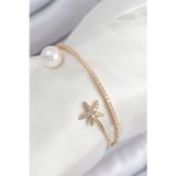 Stil Love Pirinç Zirkon Taşlı Yıldız Ve İnci Model Gold Renk Kadın Bileklik