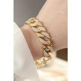 Stil Love Vip Seri Pirinç Zirkon Taşlı Gold Renk Gurmet Bileklik