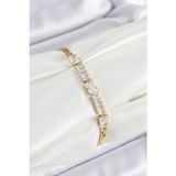 Stil Love Xuping Pirinç Parçalı Su Yolu Model Gold Renk Kadın Bileklik