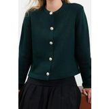 Stil Modern Kadın Regular Standart Kol Bisiklet Yaka Basic Ceket Görünümlü Triko Hırka