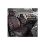 Stil Peugeot 307 Lüks Yarı Deri Oto Koltuk Kılıfı Ön/Arka Set Siyah Kırmızı