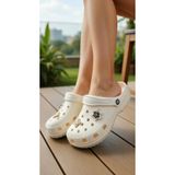 stil shoes Kadın Cros Sabo Terlik Deniz Havuz Plaj Bahçe Terlik Burnu Kapalı Taşlı Aksesuarlı Cros Terlik E014