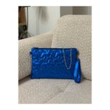STİL SİDELYA Yıldız Dikişli Clutch Star Kadın Çanta SAKS MAVİSİ