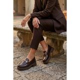 Stilbagshoes Agatha Ithal Toka Detaylı Leofer Kadın Ayakkabı Kahve