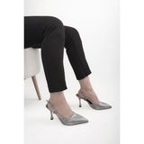 Stilbagshoes Jewel Arka Açık Kadın Topuklu Ayakkabı Platin