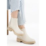Stilbagshoes ROSALİNDA YAN LASTİK DETAYLI HAKİKİ DERİ KADIN BOT BEJ