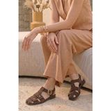 Stilbagshoes Sissy Pim Detaylı Ön Kapalı Ithal Model Kadın Sandalet Kahve