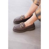 Stilbagshoes TERESA İTHAL TOKA DETAYLI HAKİKİ DERİ LEOFER KADIN GÜNLÜK AYAKKABI KAHVE