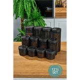 Stile Cucina 12'li Linea Yuvarlak Saklama Kabı 4x(0,50 Litre, 1,1 Litre, 1,70 Litre) Antrasit