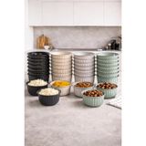 Stile Cucina 24 Parça Renkli Yuvarlak Pratik Çerezlik Kase Seti, 1 Litre, Plastik, Dikey Oluklu Desenli, Modern Minimalist