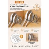Stile Cucina 2’li Set Tava Tencere Kapak Düzenleyici Metal Dolap Içi Kapaklık Organizer Raf