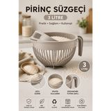 Stile Cucina 3 Litre Pirinç Süzgeci | Çıkarılabilir Kapaklı, Pp Plastik, Bpa Içermez, Bulaşık Makinesinde Yıkanabilir - Bej