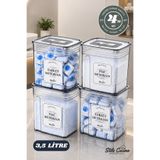 Stile Cucina 4lü Etiketli Ekonomik 3,5 Litre Strip Mega Boy Deterjan Saklama Kutusu Antrasit