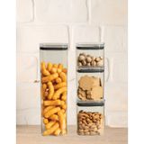 Stile Cucina 4'lü Vakumlu Silikon Contalı Kare Erzak,Un,Bakliyat Saklama Kabı Seti-3x700 ml-1x2100 ml