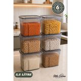 Stile Cucina 6lı Avantajlı Set Strip Mega Boy Erzak Saklama Kabı 5,5 Litre Antrasit