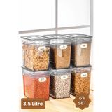 Stile Cucina Etiketli 6lı Avantajlı Set Strip Mega Boy Erzak Saklama Kabı 3,5 Litre Antrasit